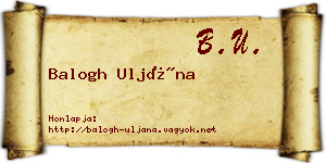 Balogh Uljána névjegykártya